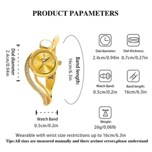 Luxury gold bracelet watch for women with diamond dial, elegant fashion timepiece for daily wear.