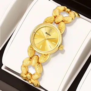 Orologio al quarzo da donna in oro Yalalusi con cinturino a catena di foglie regalo