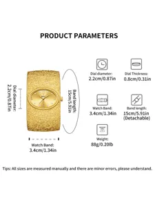 Detalles de los parámetros del reloj de cuarzo para mujer ovalado dorado Yalalusi.