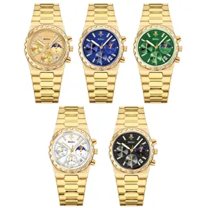 Men's quartz watch with stainless steel strap and luxury dial design for business wear.