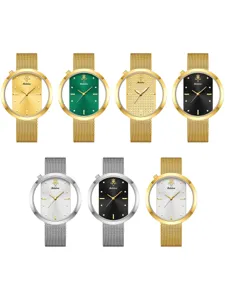 Yalalusi women fashion hollow quartz watch with metal mesh strap and unique dial design.