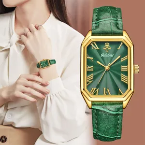 Reloj de Cuarzo para Mujer con Esfera Cuadrada Retro Números Romanos Correa de Cuero Sintético Reloj Casual