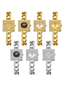 Lujo cuadrado diamantes mujer reloj cadena correa moda cuarzo reloj de pulsera