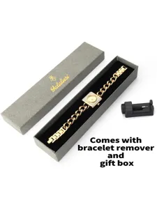 Reloj de mujer de lujo con esfera cuadrada y correa de cadena con elegante caja de regalo.