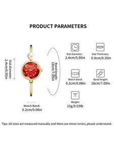 Orologio da polso da donna Yalalusi di lusso con quadrante rosso e perla elegante.