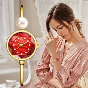 Orologio da Polso con Braccialetto di Perle da Donna Lusso Leggero Orologio al Quarzo Elegante Lega Perla Artificiale Strass Orologio