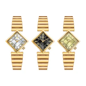 Yalalusi damen kleine rautenform uhr elegante goldene metallarmband romische ziffern