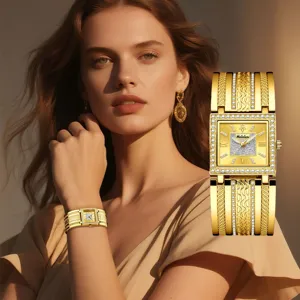 Luxus Quadratische Diamant Damen Uhr Gold Silber Beschichtet Römische Zifferblatt Quarz Armbanduhr Strass Schmuck Uhr