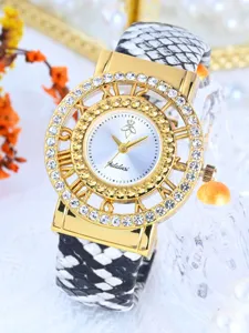 Yalalusi Reloj Mujer Estrás Esfera Hueca Correa Serpiente Cuarzo Vista Detalle.