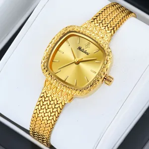 Luxus goldene Damenuhr elegante quadratische Armbanduhr minimalistischer Stil chic