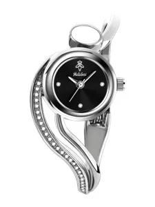 Elegant women bracelet watch silver metal black dial luxury quartz wristwatch for ladies