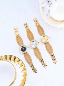 Elegant women watch set with rhinestone bezel mesh strap and colorful dials jewelry