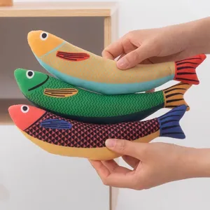 Set van pluche vis kattenkruid speelgoed, zachte interactieve huisdier benodigdheden voor katten.