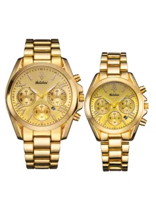 Montre quartz couple or chronographe bracelet acier inoxydable luxe elegant watch