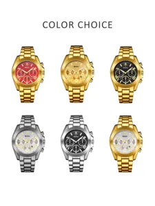 Montre quartz mode femme Yalalusi trois sous-cadrans bracelet métal choix de couleur