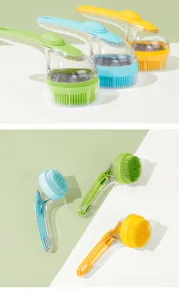 Spazzola da bagno per animali in silicone con manico erogatore di liquido, setole da massaggio.