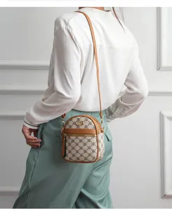 Women phone crossbody bag vintage monogram vertical small shoulder bag daily casual handbag