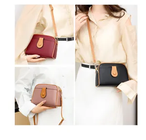Women stylish small crossbody bag PU leather shoulder shell purse daily casual use.