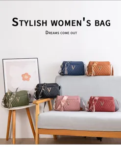 Stylish women's cylinder shoulder bag with wide strap, premium PU leather crossbody.