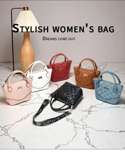 Detailed view of fashionable quilted women shoulder handbag with stylish strap and metal hardware.