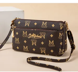 Women multi-layer crossbody bag stylish shoulder bag casual retro handbag for use