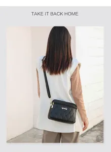 Women black crossbody shoulder bag with heart embroidery chic daily casual shoulder purse