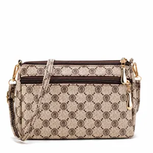 Retro monogram multi-layer crossbody bag for women casual shoulder bag vintage style