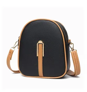 Small vertical cross-body phone bag for women, stylish minimalist design with PU leather.
