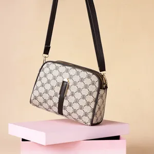 Women Fashion Retro Monogram Crossbody Bag Mini Shoulder Bag PU Leather Luxury Designer Style Handbag Daily Purse