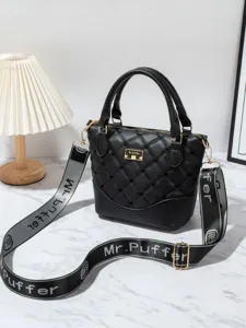 Women Fashion Handbag PU Leather Quilted Shoulder Bag Large Capacity Crossbody Bag Casual Tote Bag Daily Travel Purse