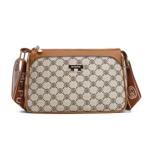Women crossbody shoulder bag casual stylish monogram design PU leather multi compartment