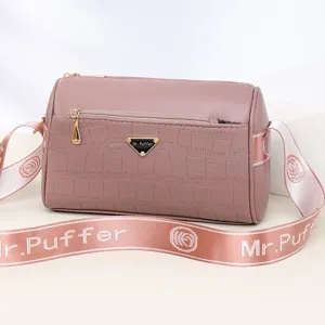 Sac Bandoulière Femme en Cuir PU Motif Crocodile Grande Capacité Sac Messenger Fermeture Éclair Multi-Couches Sac à Main Commuter