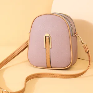 Women's Fashion PU Leather Mobile Phone Bag Solid Color Crossbody Small Shoulder Bag Daily Matching Handbag