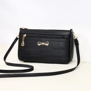 Donna PU Pelle Borsa a Tracolla Motivo Coccodrillo Borsa a Spalla Elegante Fiocco Borsetta