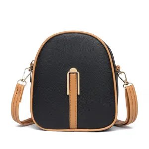Stylish women vertical crossbody phone bag black PU leather small shoulder purse