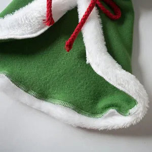 Christmas pet cat dog cloak cute plush trim green festive cape costume winter party apparel