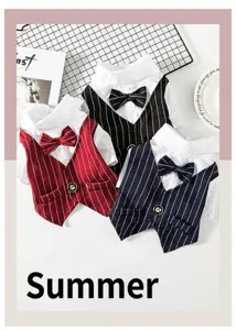 Pet dog cat suit gentleman striped vest with bow tie for small medium dogs spring summer fashion