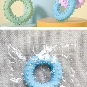 TPR pet dog teething ring toy with spiky texture design, durable chew toy for daily play.