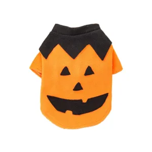 Halloween dog pumpkin costume cute fleece pet apparel puppy cat clothes for small dogs party outfit