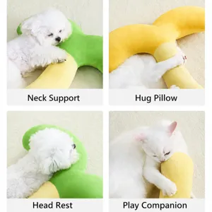 Cute pet plush pillow neck support cushion for dogs and cats comfortable sleep toy