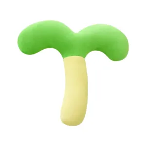 Cute sprout plush pet pillow, soft green and yellow plant neck pillow for cats and dogs.