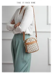 Women small crossbody bag stylish monogram vertical phone shoulder bag lightweight chic design