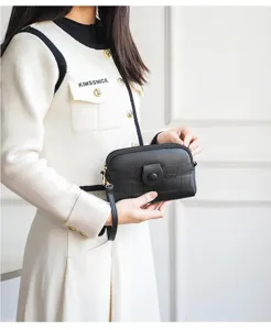 Women mini crossbody phone bag black PU leather small shoulder handbag summer fashion