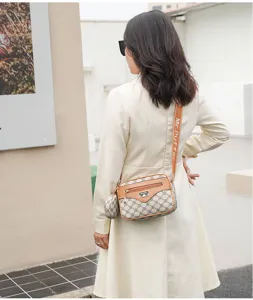 Fashion retro monogram shoulder crossbody bag with attached coin purse for women stylish.