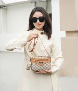 Stylish women shoulder crossbody bag with coin purse chic monogram design daily casual handbag.