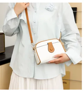Stylish women white and brown crossbody shoulder bag daily casual handbag for girls