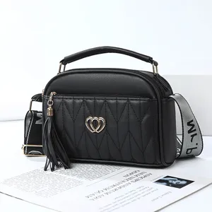 Women's Fashion PU Leather Shoulder Bag Quilted Retro Underarm Bag With Tassel Chic Handbag For Daily Matching