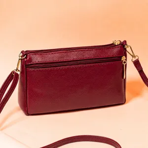 Women vintage large capacity crossbody bag retro PU leather shoulder bag commuting handbag