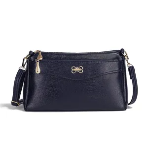 Stylish women's PU leather crossbody shoulder bag featuring elegant metal butterfly accent.