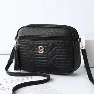 Sac Bandoulière Aisselle en Cuir PU pour Femmes Mode Rétro Sac Bandoulière Matelassé Sac avec Glands Sac à Main Quotidien